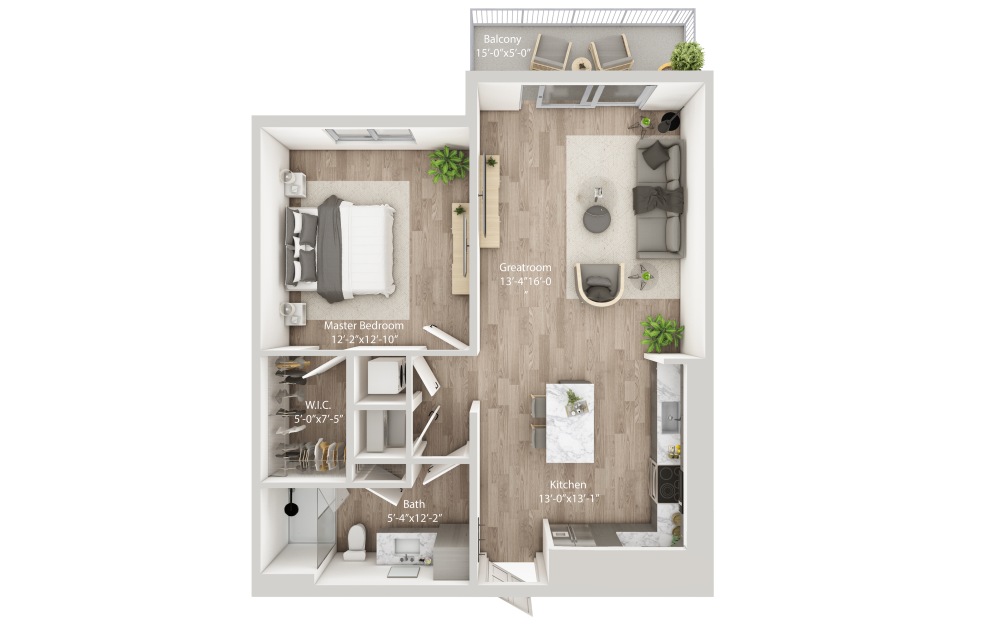 Unit A2 - 1 bedroom floorplan layout with 1 bathroom and 783 square feet